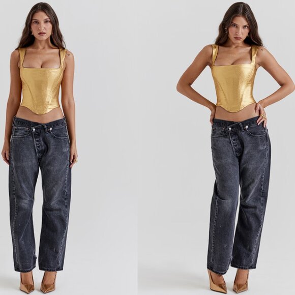 House of CB 'Karia' Gold Corset Top NWOT - Picture 3 of 10